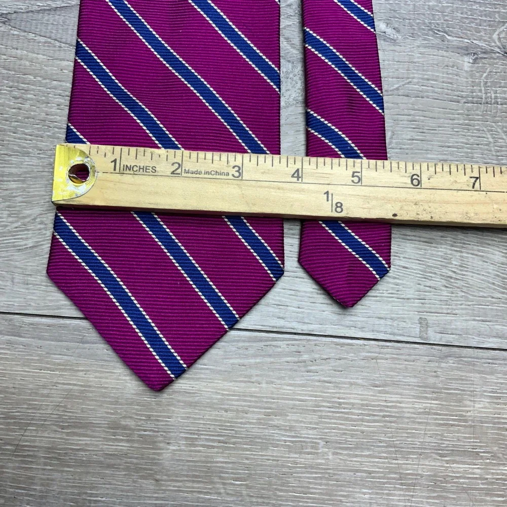 Brooks Brothers‎ Makers Silk Repp Stripe Tie Mens Magenta Blue Woven in England